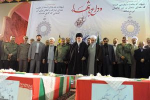 حضور فرمانده معظم کل قوا در مراسم تشییع پیکر شهدای سپاه پاسداران انقلاب اسلامی