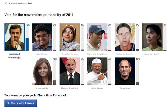 احمدی نژاد خبرسازترین چهره سال ۲۰۱۱
